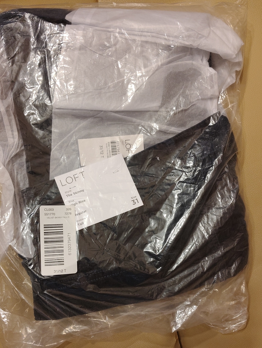 NWT LOFT THE HIGH RISE  SKINNY VELVET PANTS NAVY 31/12T